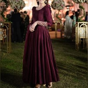 Faiza Saqlain Designer Ayla Plum Gown Pakistani